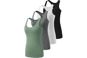 Star Vibe Racerback Workout Tank Tops for Women Basic Athletic Tanks Yoga Shirt Sleeveless Exercise Tops 4 Pack