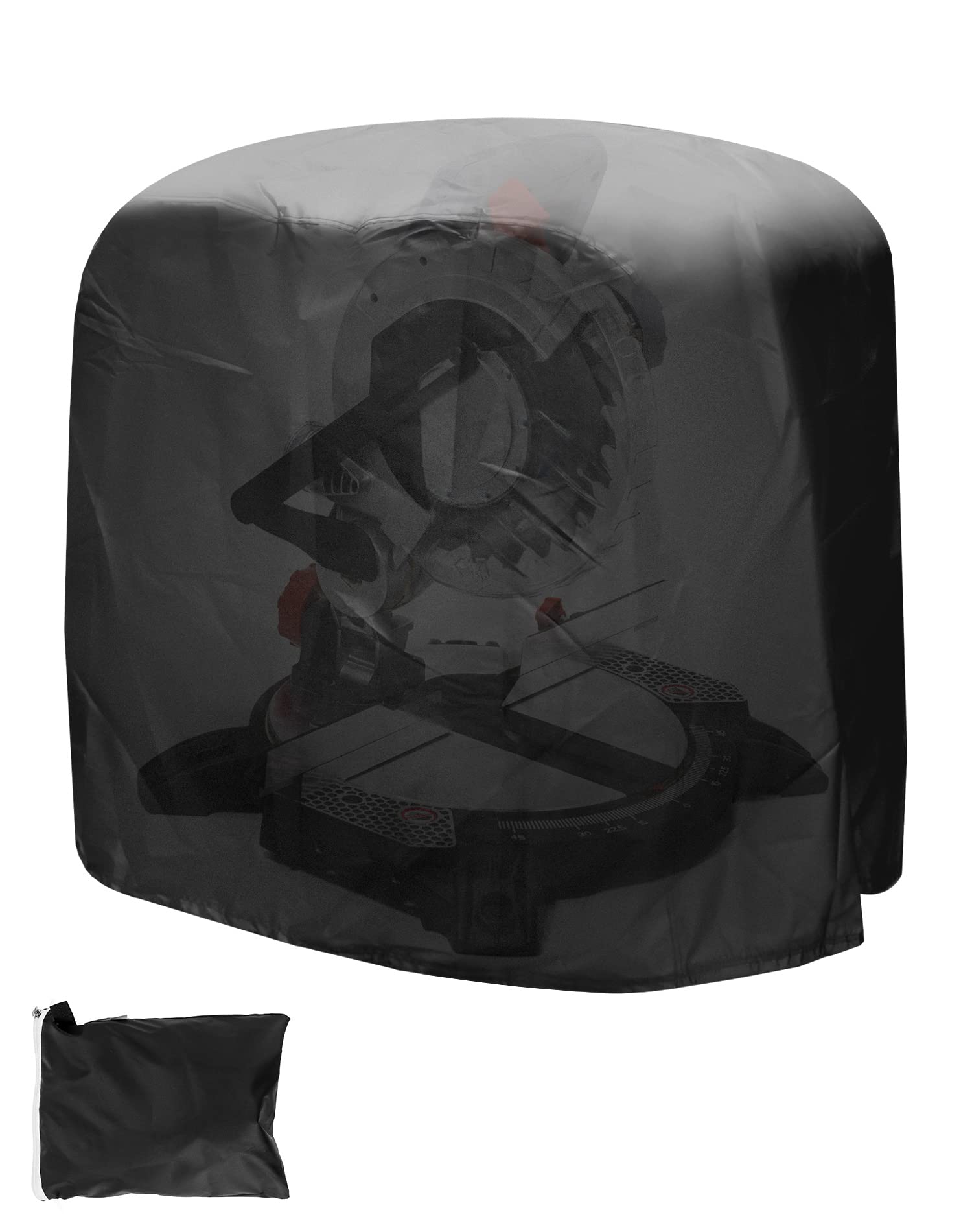 Photo 1 of QWORK Dustproof Miter Saw Cover, 210D Oxford Cloth with Bottom Drawcord Fits Most Miter Saws, Planers, Machine Tools, Rustproof and Waterproof, Black