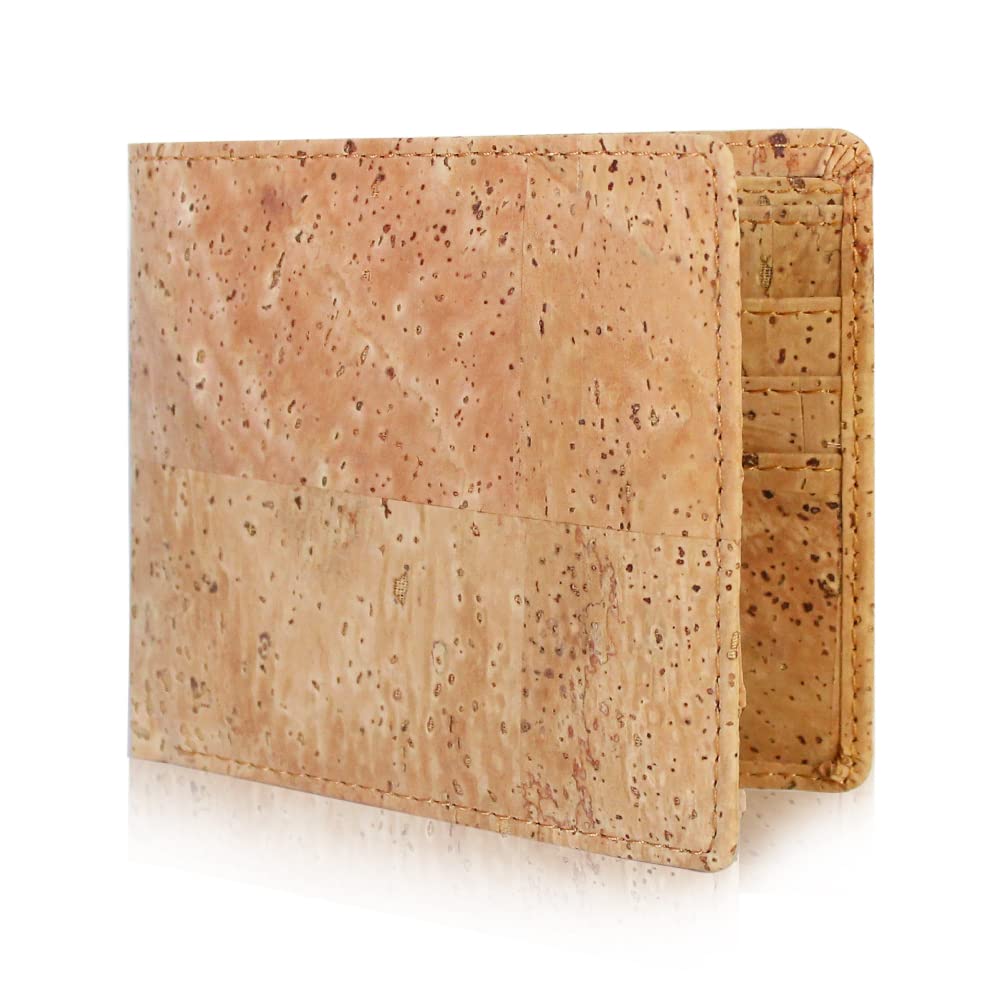 Boshiho Cork Wallet, Vegan RFID Blocking Wallet Bifold Purse with Removable Card Holder Slim Design for Men & Women Gift Box