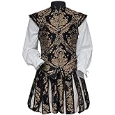 Willyacos Renaissance Tudor Costume - Men's Elizabethan Era Prince Tudor King Doublet & Vest with Pumpkin Pants