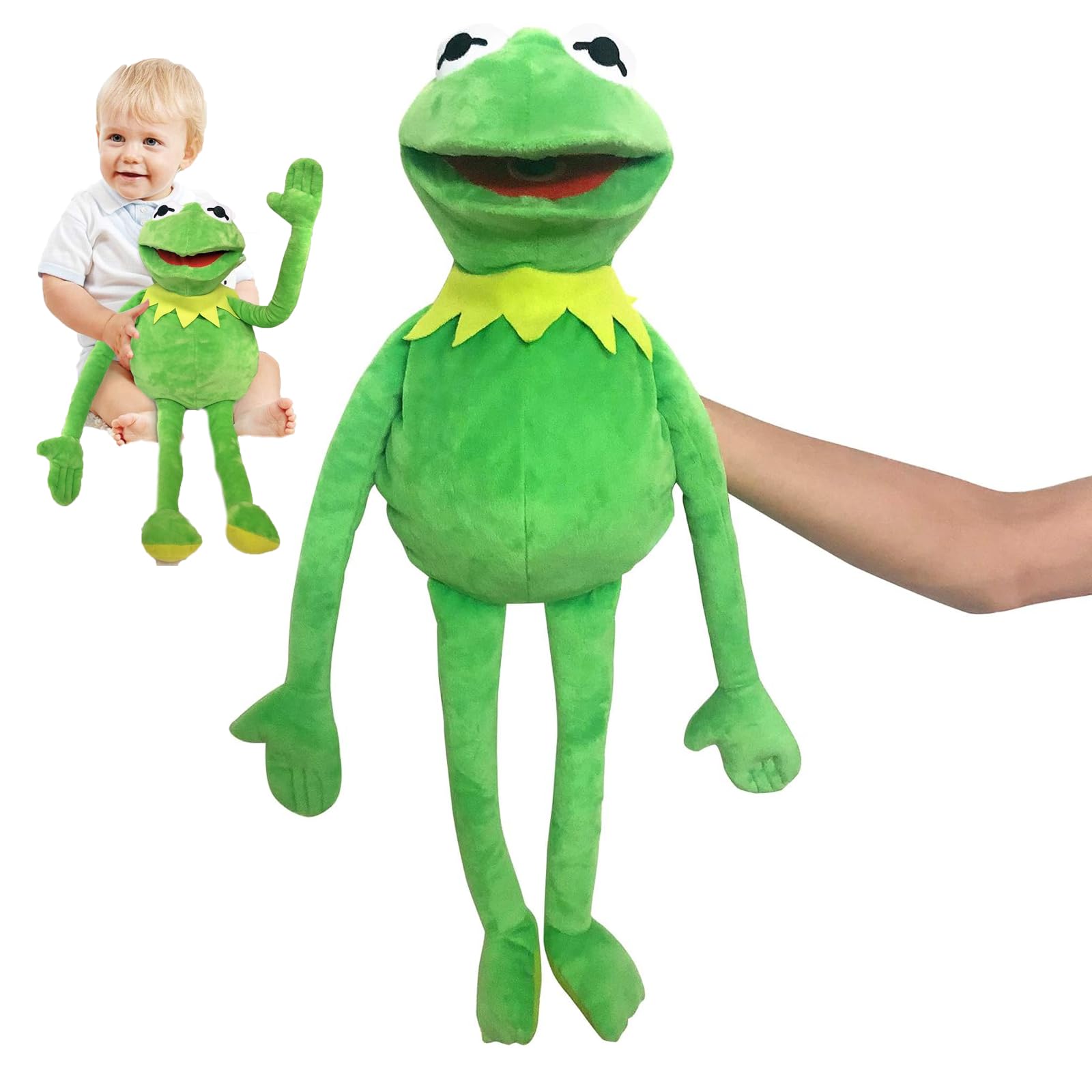 Kermit Frog Puppet, The Muppets Show, Soft Hand Frog Stuffed Plush Toy, Frog Anime Puppets for Children,Cartoon Plush Doll for Kids Adults Birthday- 24 Inches