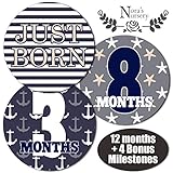 Nautical Baby Monthly Stickers - Great Shower Gift or Scrapbook Photo Keepsake