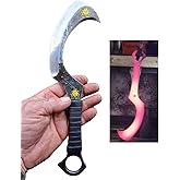 OLDZ CRAFTZ-Hand-Forged Ancient Egyptian Khopesh Sword Replica, High Carbon Steel Hunting Egyptian Khopesh Sword with Leather Sheath, Custom Handmade Full Tang Swords Perfect for Cosplay and History enthusiats