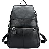 15 Colors Real Soft 100% Genuine Leather Women Backpack Fashion Ladies Travel Bag Preppy Style For Woman (Black)
