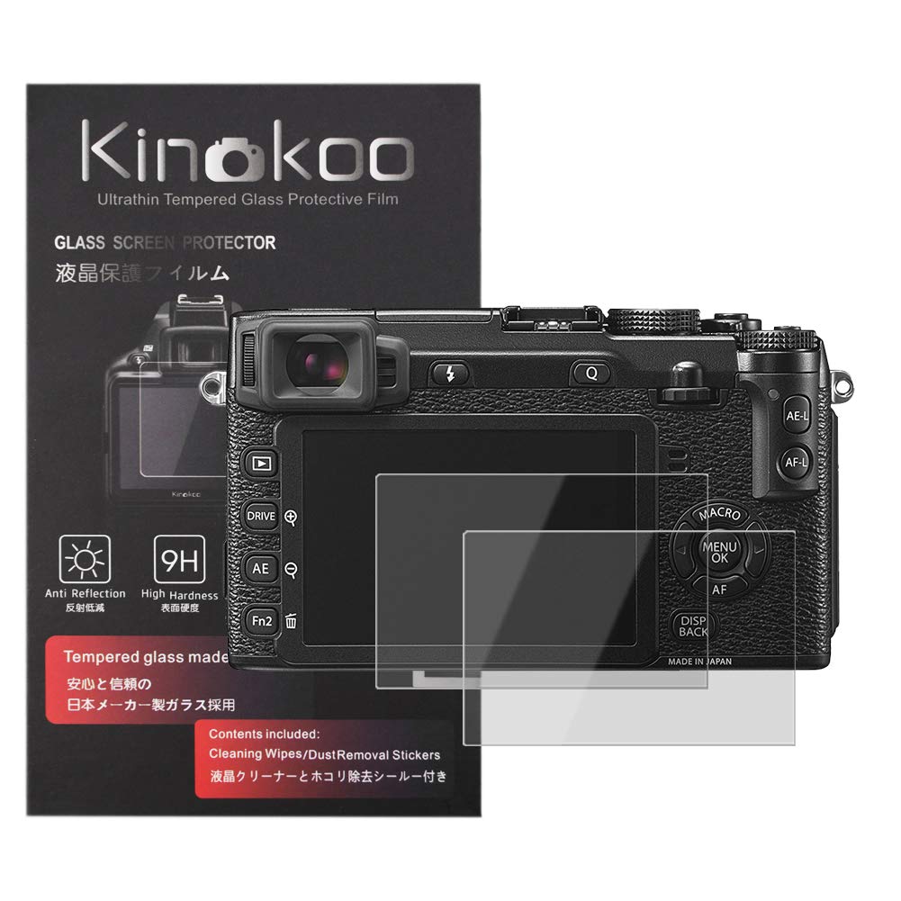 kinokoo Screen Protector for fuji X-E2/X-E2S Digital camera, 0.25mm 9H Hardness Tempered Glass Film for XE2 XE2S camera - Bubble Free& Anti-Scratch&Anti-Finger Print (2 Pack)