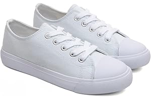 THE FASHION SUPPLY Classic Unisex Low-Top Canvas Sneakers – Boys Girls and Toddler Casual Lace-Up Shoes with Rubber Sole, Includes Extra White Shoelaces