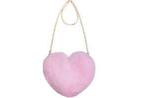 Miayon Heart Shaped Faux Fur Purse Fluffy Crossbody Bag Chain Shoulder Bag Cute Clutch Halloween Valentine Women Girls