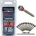 Velocity 2 1/4 Concrete Screws Set with RedSeal Moisture Barrier (Hex Head, 1/4”) – 12 Pcs High-Performance Masonry Screws, Stick Tight Technology, 1 PSD ACR Drive Bit and 1 Carbide Concrete Drill Bit