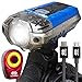 BLITZU Gator 390 USB Rechargeable LED Bike Light Set, Bicycle Headlight Front & Free Rear Back Tail Light. Waterproof, Easy to Install for Kids Men Women Road Cycling Safety Commuter Flashlight Blue