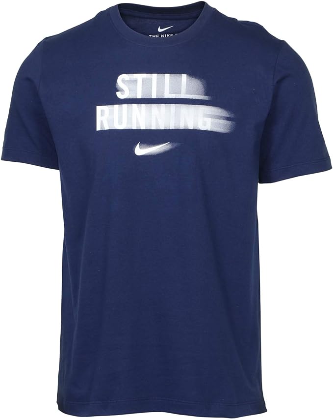 Nike Men's Still Running Graphic Tee (2XL, Navy) Clothing