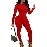 GOBLES Women's Sexy One piece Outfits Long Sleeve Back Zipper Bodycon Jumpsuit Rompers