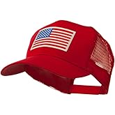 e4Hats.com 6 Panel Mesh American Flag White Patch Cap