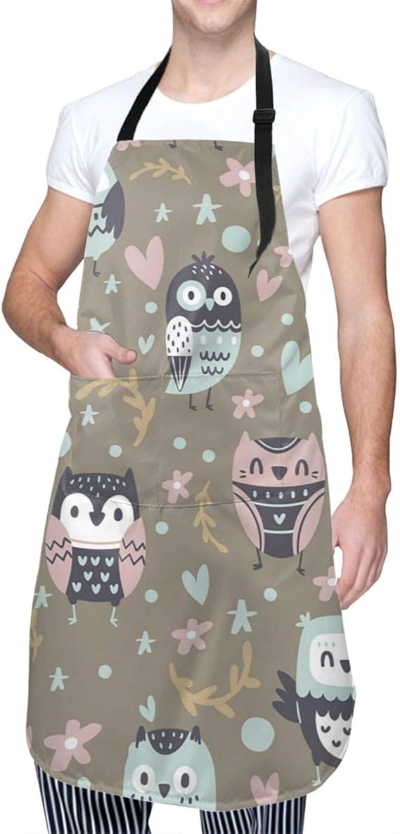 Amazon Co Jp 防水エプロン 面白い フクロウ Apron おしゃれ 首掛けエプロン かわいい ポケット付き カフェエプロン キッチンエプロン H型 業務 作業 家庭用 フリーサイズ ガーデニング ファッション柄 シンプル 男女兼用 服 ファッション小物
