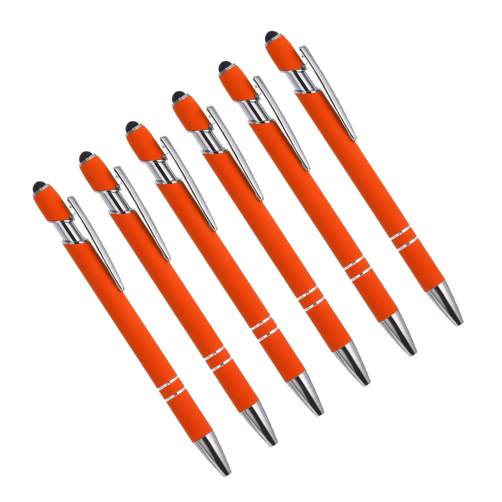 YOKIVE 6 Pcs Ballpoint Pen with Stylus Tip, 2 in 1 Black Ink Metal Stylus Pen 1.0mm Medium Point Style 1, Great for Touch Screens, Office, Studios (Orange)