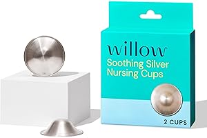 Willow - Silver Nursing Cups, 2 Pack, Breastfeeding Nipple Covers for Protection & BPA Free