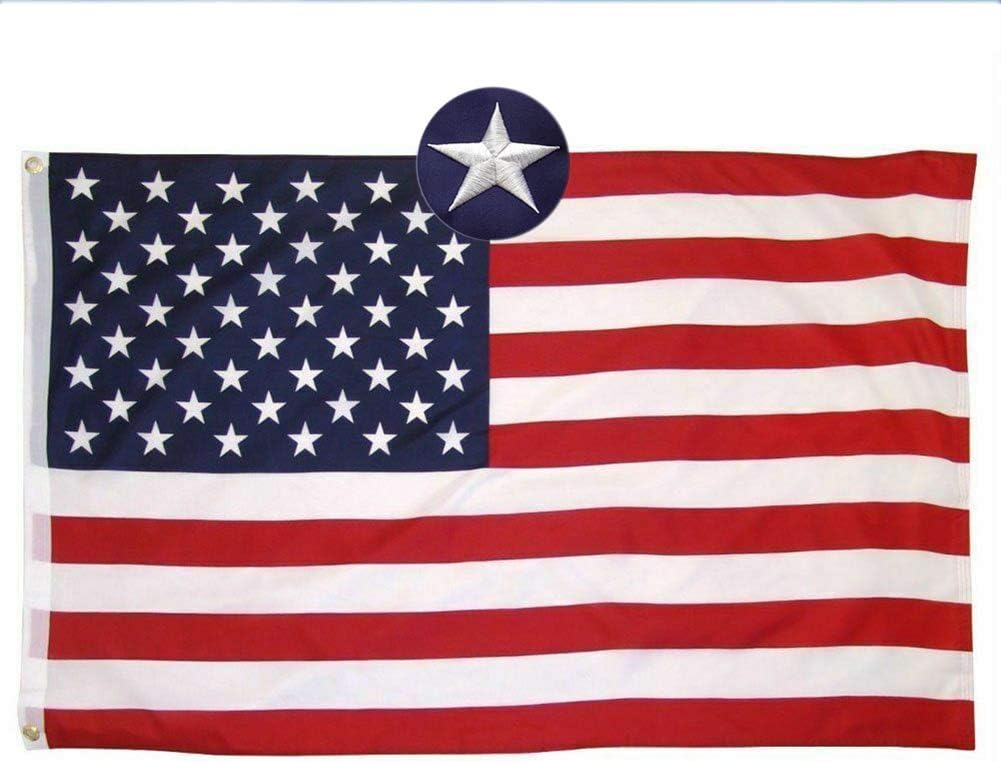 American Flag, Durable Deluxe Embroidered Stars and Double Edge Sewing, Brass Grommets Nylon Garden US Flag Built for Outdoor and Indoor (3x5FT): Garden & Outdoor