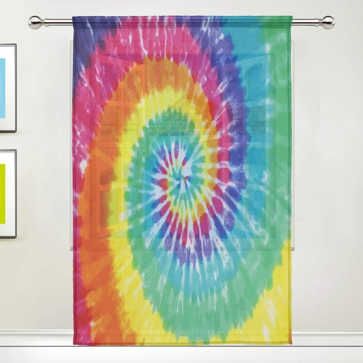 CFAUIRY Sheer Window Curtain Tie Dye