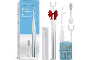 Dr. Emma Electric Vibration Flosser, Power Flosser for Adults, Gum Stimulator, Teeth Cleaner, Reusable Flossing Tool with Toothbrush, Water Flosser Alternative, Babyblue