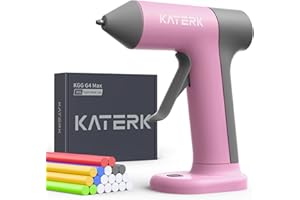 Katerk Cordless Hot Glue Gun Kit, 30s Fast Heating, Mini Glue Gun with 20 Glue Sticks, Compact & Portable with 2500mAh Built-in Battery, Auto Shut-Off, Ideal for DIY, School Crafts & Repairs (Pink)