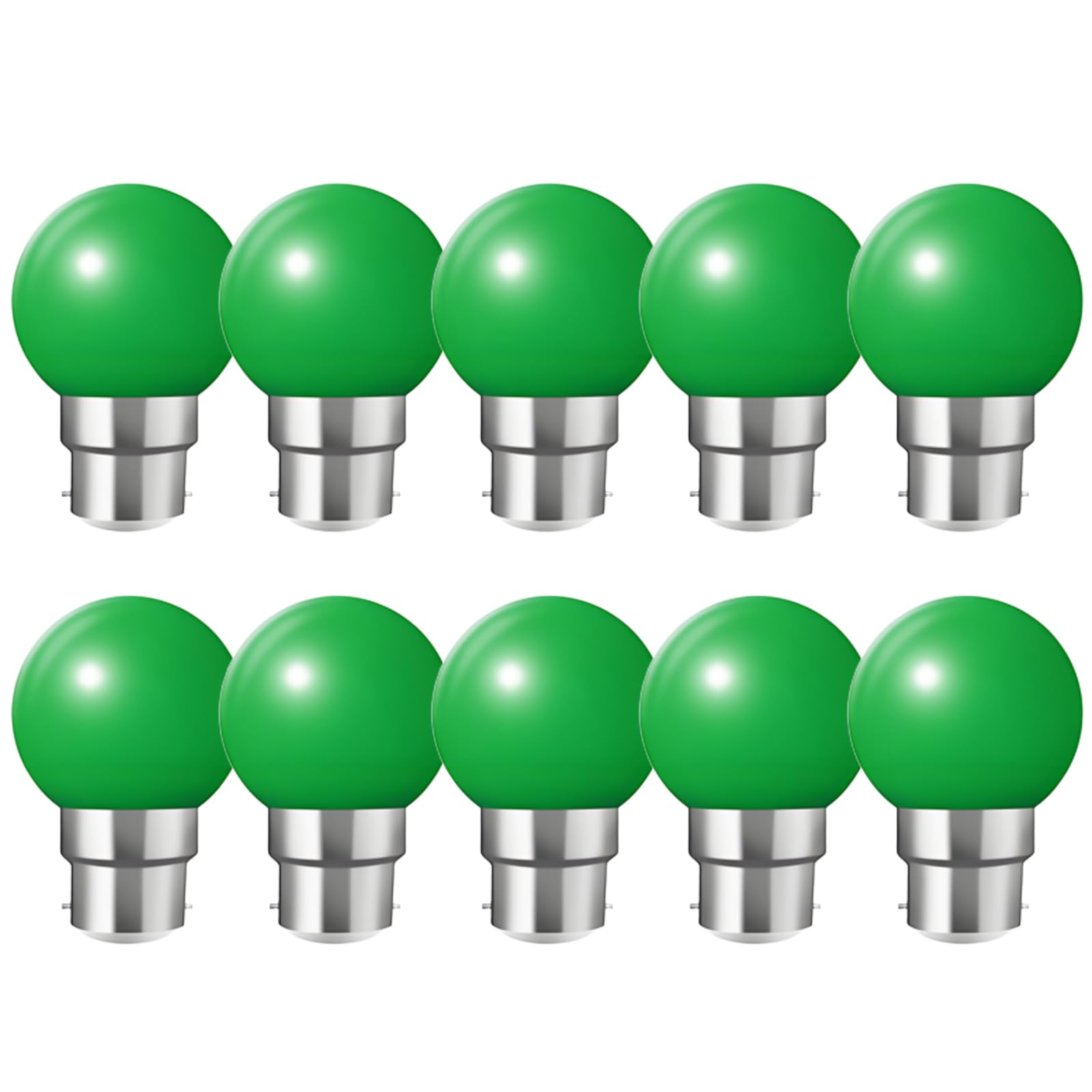 HUAMu B22 Bayonet led Bulbs, 2W LED Coloured Light Bulb Mini Globe Golfball Bulbs for Outdoor Patio Garden Party Christmas, Green, Pack of 10
