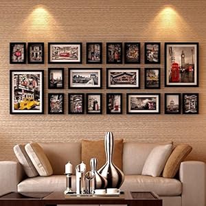 PAPER PLANE DESIGN Paris Street Popular Photos Extra Large Wood Photo Frame Set (177 cm x 2 cm x 68 cm, Black)