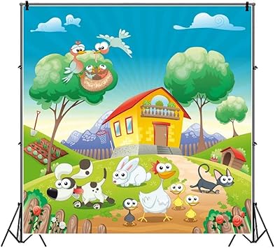 Amazon Com Leowefowa 5x5ft Vinyl Photography Backdrop Farm