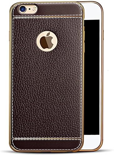 iPhone 7 Case,Soft TPU &amp; PU Apple iPhone 7 Case Shock-Absorption Bumper and Anti-Scratch Slim Striae Lichee Pattern Back Cover Luxury Style Shell for iPhone 7 4.7 Inch-Brown