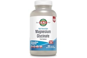 KAL Magnesium Glycinate, New & Improved Fully Chelated High Absorption Formula with BioPerine, Bisglycinate Chelate for Stress, Relaxation, Muscle & Bone Health Support, 60 Servings, 240 VegCaps