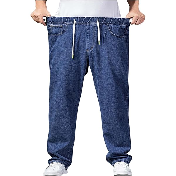Mens Jeans Plus Size Denim Pants Loose Fit Pants Trousers Comfy