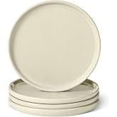 Amazon Basics Glazed Stoneware Appetizer Plates, Ceramic 4-Piece Set, Microwave and Dishwasher-Safe, 6.7 in., Ivory
