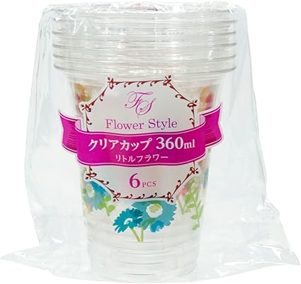 Amazon Co Jp ストリックスデザイン クリアカップ フラワースタイル 6個 花柄 360ml 使い捨て プラスチックコップ クリア Sd 079 ホーム キッチン