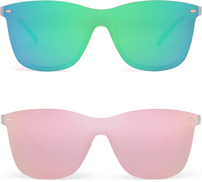 Rimless Mirrored Sunglasses One Piece Frameless Eyeglasses Men Women 2