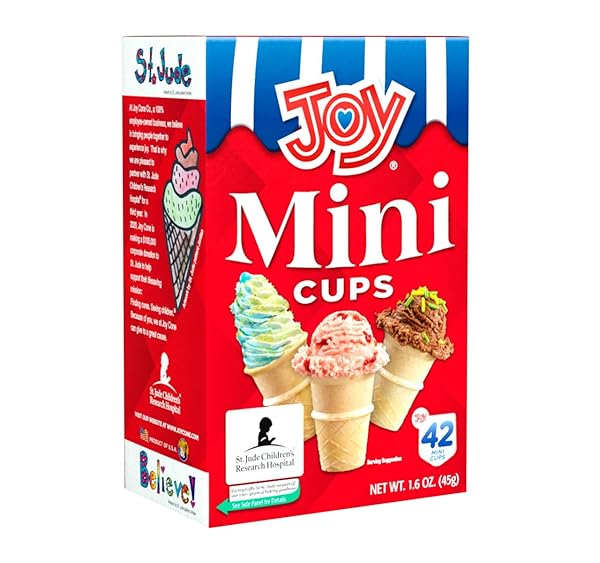 JOY MINI CUPS MINIATURE ICE CREAM CONES FOR KIDS, DESSERTS, CUPCAKE CONES, CAKE POPS 42 COUNT (1 BOX/42 CONES)