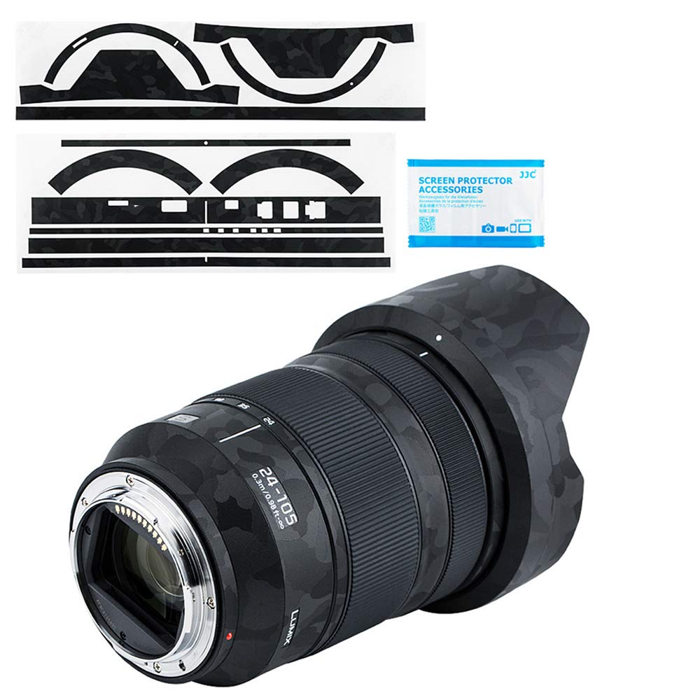 Anti-Scratch Lens Skin Sticker Wrap Cover Protective for Panasonic Lumix S 24-105mm f/4 Macro O.I.S. lens - 3M Stickers Decals Guard Film Shield - Camouflage Shadow Black Stickers