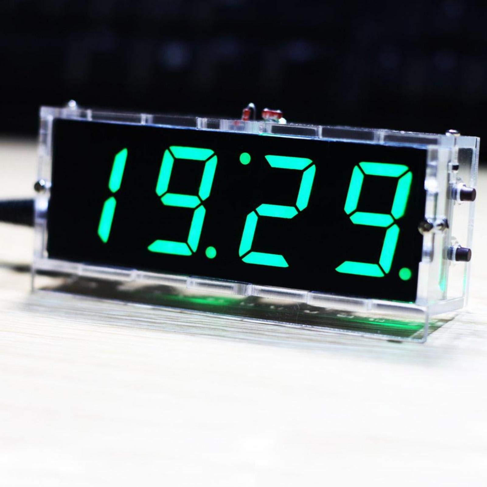 4 Digit DIY LED Digital Clock Kit With Time/Temperature/Date Display, Light Control - Electronic Clock for Beginners and Professionals (Green)