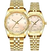 Couple Watches Fashion Silver Stainless Steel Pair Watches Men and Women Matching Quartz Wrist Watches Gifts Set of 2