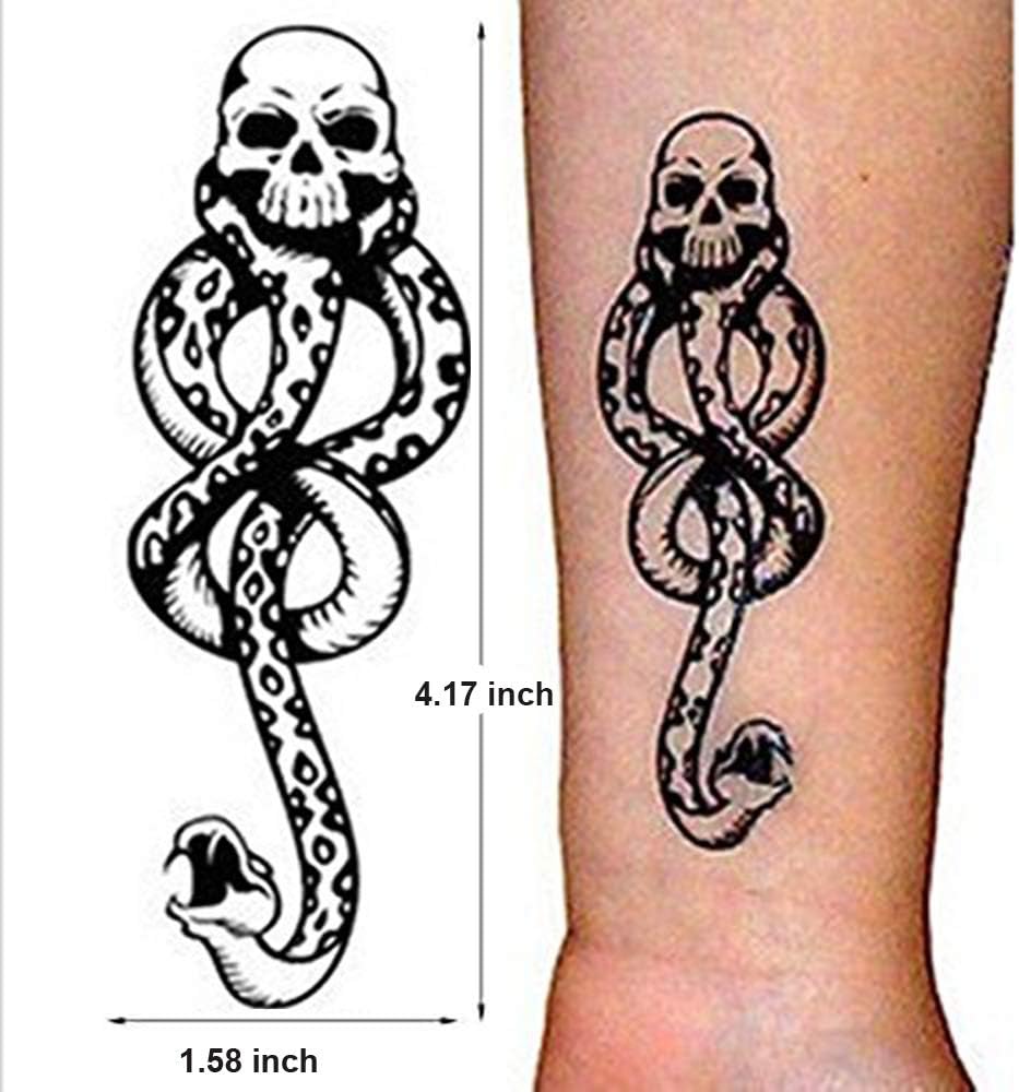 10Pcs Christmas Magic Death Eaters Dark Mark Mamba Skull Snake Halloween Temporary Tattoos Stickers for Harry Potter Costume Festival Party - Image 4