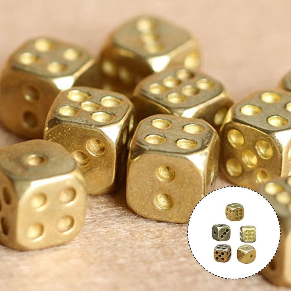 5Pcs Pure Copper dice Fancy 6 Sided dice Brass dice Unique 6 Sided dice Simple Small dicesdnd Stuff Board Game Antique dice Retro dice dice Silver dice d6 Vintage Accessories