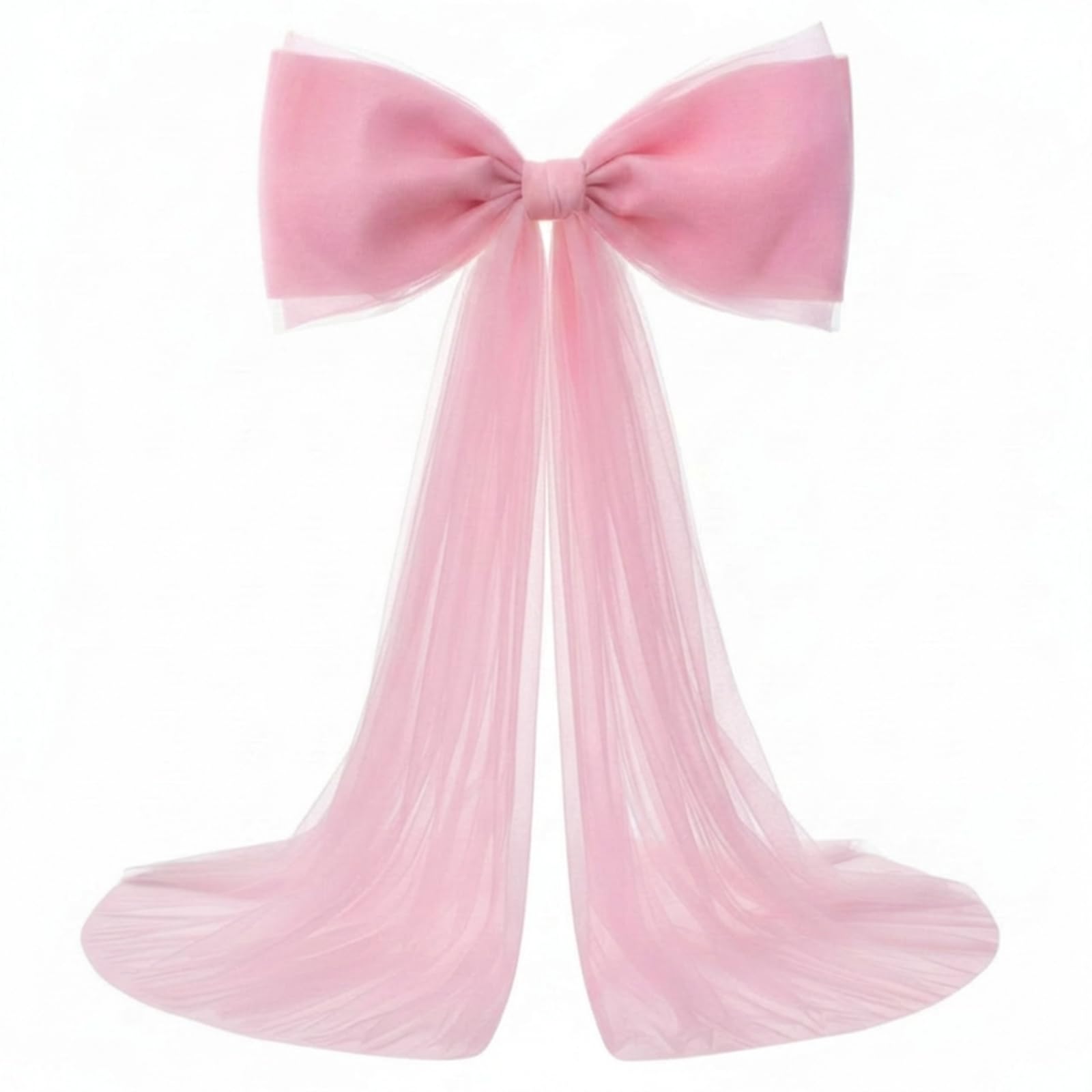 Photo 1 of Canlierr Extra Large Pink Organza Bow Decorations 39 x 59 Inch Giant Pink Tulle Bow with Tie and Long Ribbon Tails for Wedding Valentines Party Backdrop Coquette Room Wall Decoration