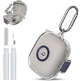 [Upgrade Secure Lock] for Beats Powerbeats Pro 2 2025 Case Cover with Cleaner Kit, AGENTNANO Clear TPU Shockproof Protective Cover with Beats Powerbeats Pro 2 Charging Case with Carabiner-Clear