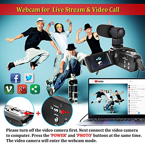 Ultra Video Camera Camcorder For Vlogging KENUO FHD 1080P 26MP 30FPS WIFI IR Night Vision Digital Cameras Webcam for For Youtube, 3.0 Inch IPS Touch Screen Camcorder Recorder with Microphone,Lens Hood