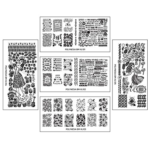 Bundle Monster 5pc Polynesian Themed Nail Art Design Rectangular XL Stamping Plates-Local Kine