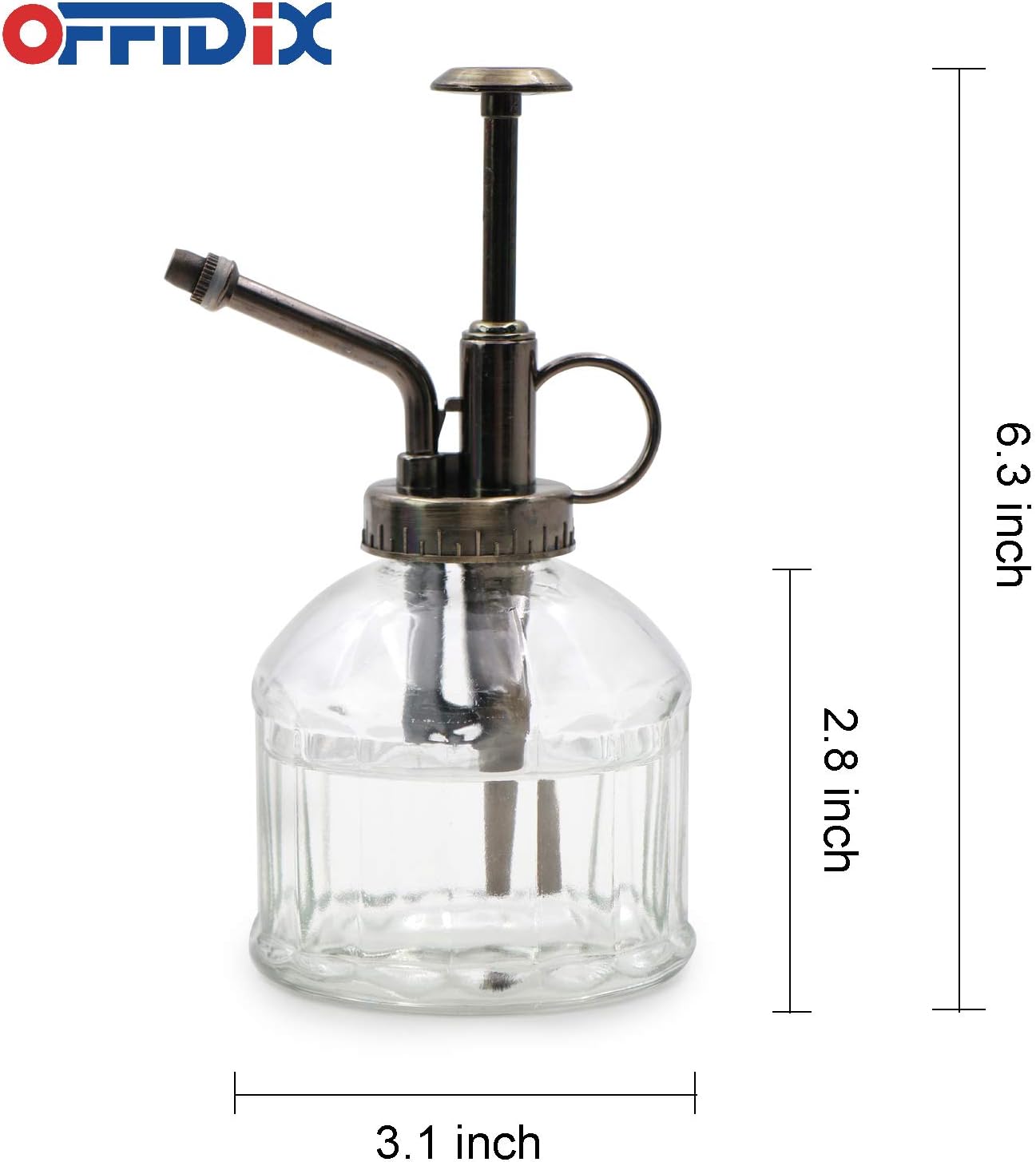 OFFIDIX Transparent Glass Watering Spray Bottle, Plant Mister with Plastic Bronze Plastic Top Pump, Glass Small Watering Can for Indoor Potted Plant, Outdoor Indoor Garden, Plants, Cleaning Solutions : Garden & Outdoor