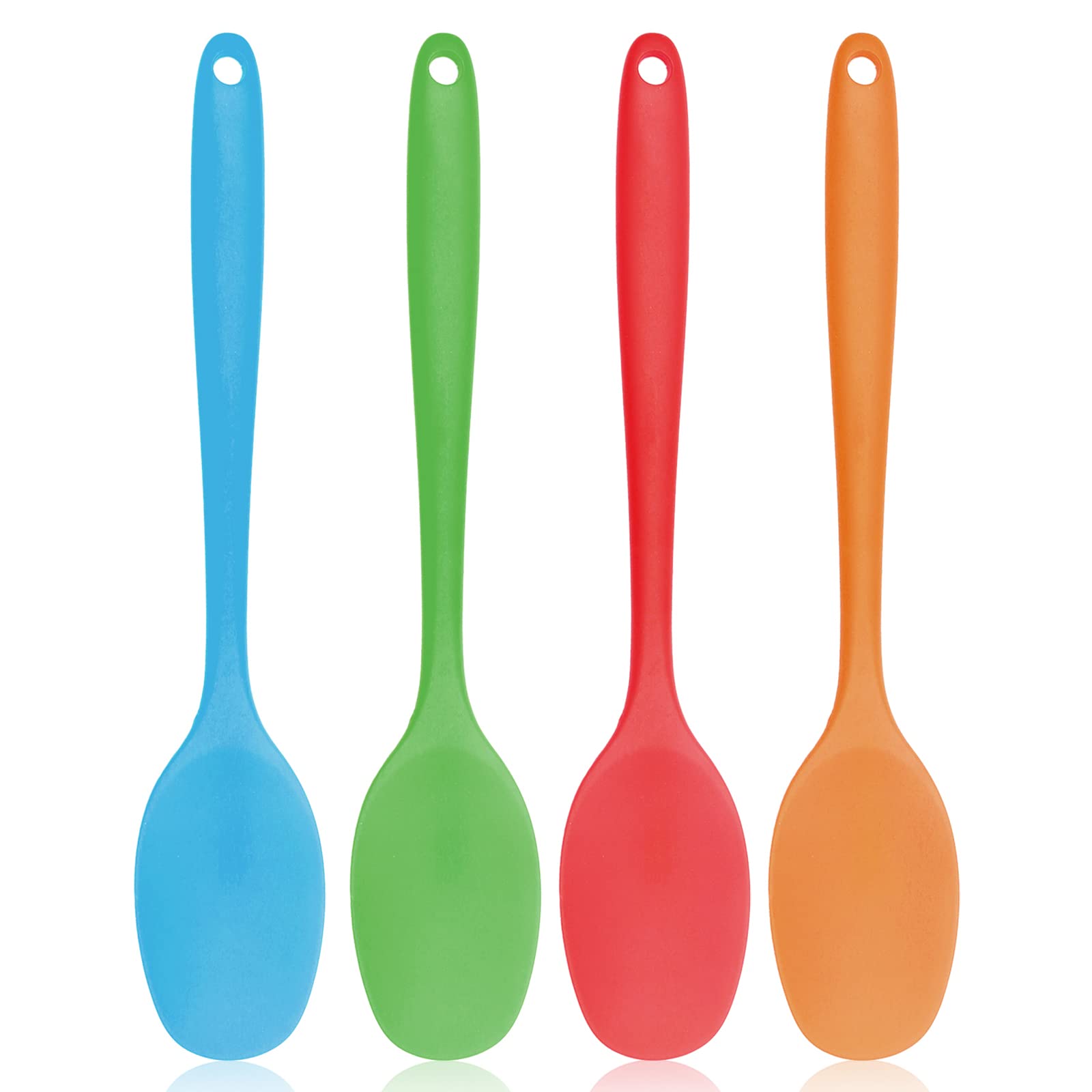 Kuou 4-Piece Silicone Spoon Set, Heat Resistant Baking Serving Spoons, Silicone Cooking Tools