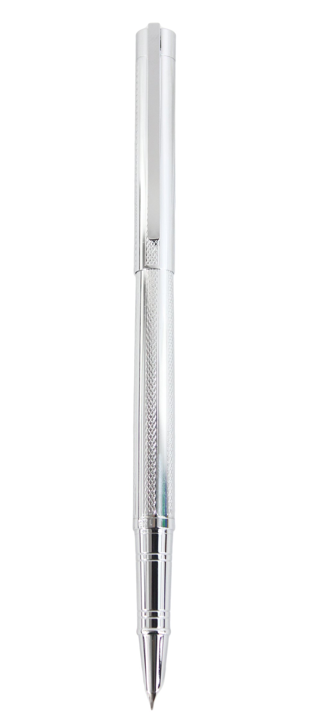 Sipliv 126 Slim Fountain Pen with Gift Box, Silver Clip, Fine Nib, Stainless Steel Embossing