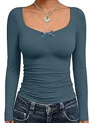 Trendy Queen Womens Long Sleeve Tops Crop Cute Top