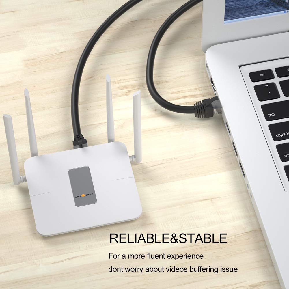 Cat 6 Ethernet Cable 10 Ft, High Speed RJ45 Ethernet Path Internet Cord Support Cat6/5e/5 for Router, Modem, Switch, Xbox, PC, 1Gbps, 250MHz, UTP, 24AWG, Black