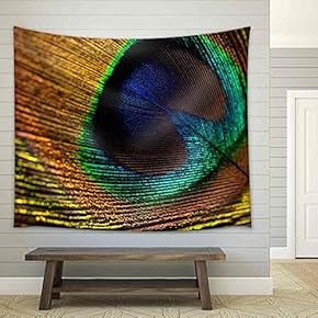 Peacock Feather - Fabric Wall Tapestry Home Decor - 51x60 inches