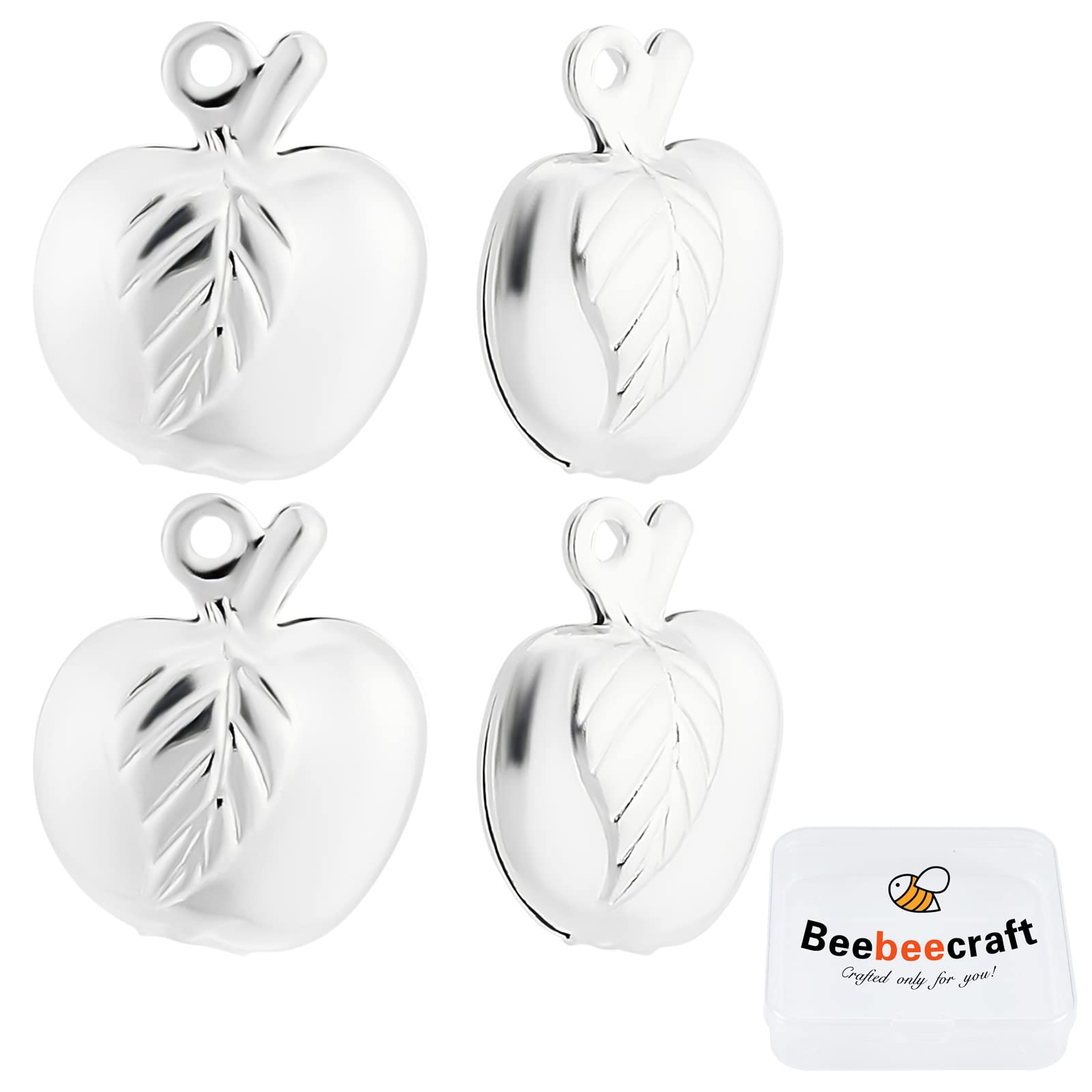 Beebeecraft 1 Box 40Pcs Silver Apple Charms 925 Sterling Silver Plated Fruit Pendants Jewelry Making Findings for Necklace Bracelets Keychain DIY Craft