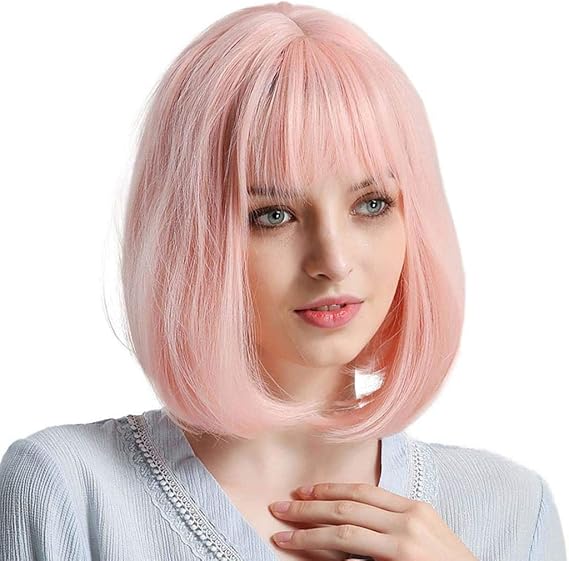 Amazon Co Jp Aeso 12インチレディピンクショートボブウィッグ合成アニメコスプレパーティーカーニバルウィッグ 服 ファッション小物